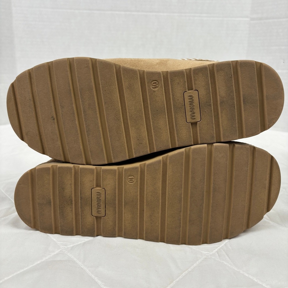 Makalu Faux Fur Lined Clog Slippers Womens 10 Tan Suede Look Platform Mule‎ - Picture 7 of 13